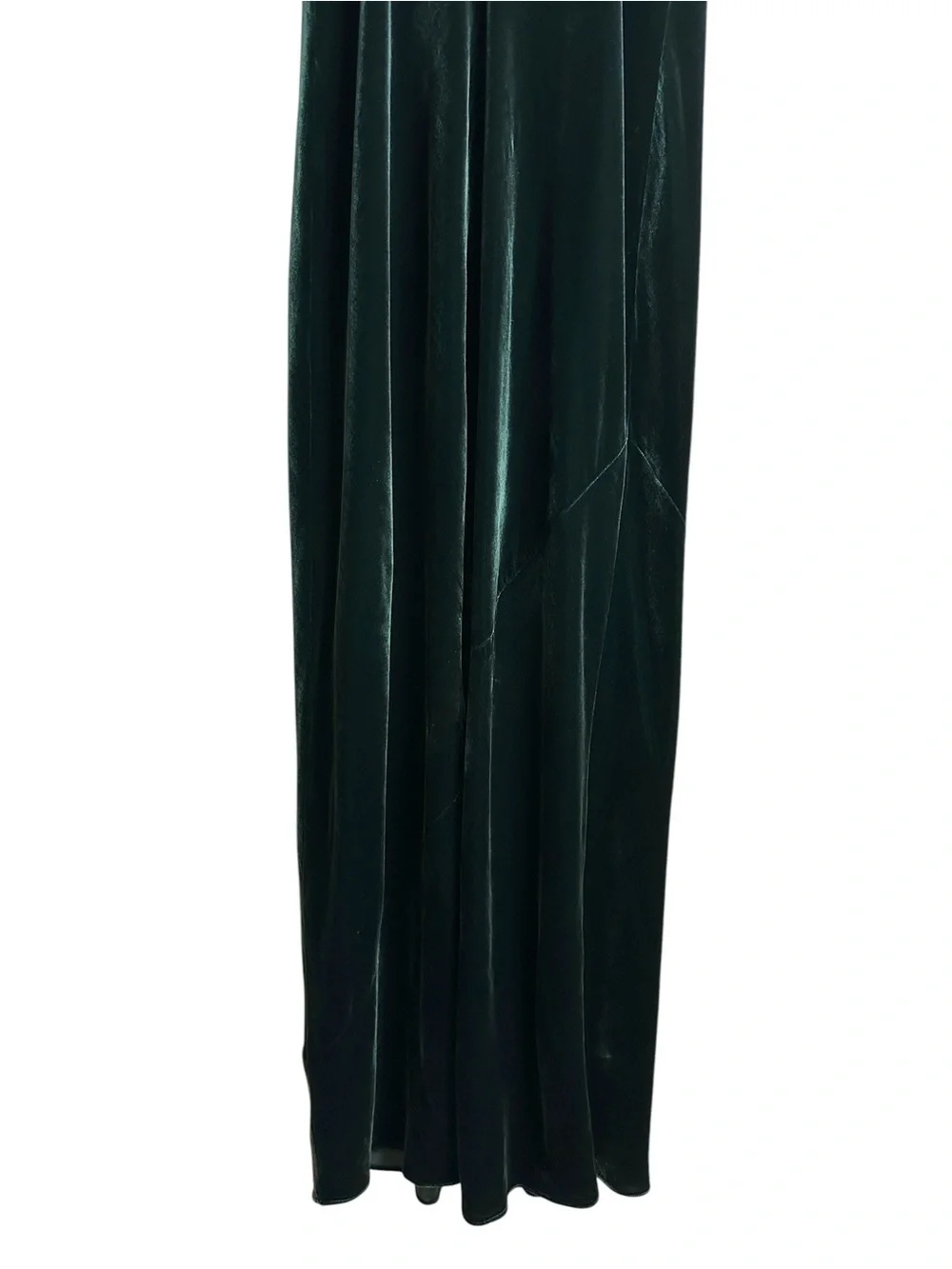 BANANA REPUBLIC Rita Velvet Maxi Dress XL Green Silk Blend Cowl Neck Bias Cut - Picture 8 of 15